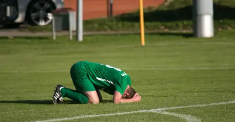 soccer, player, sad