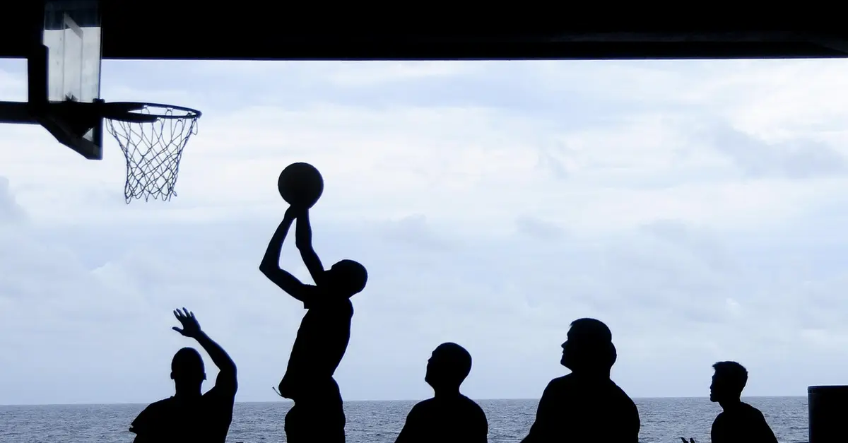 basketball, playing, silhouette